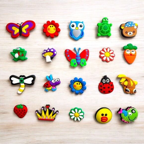Colorful Character Animal Insect Flower Fruit ~ 20 Croc & Other Shoe Charms Set - Picture 1 of 16